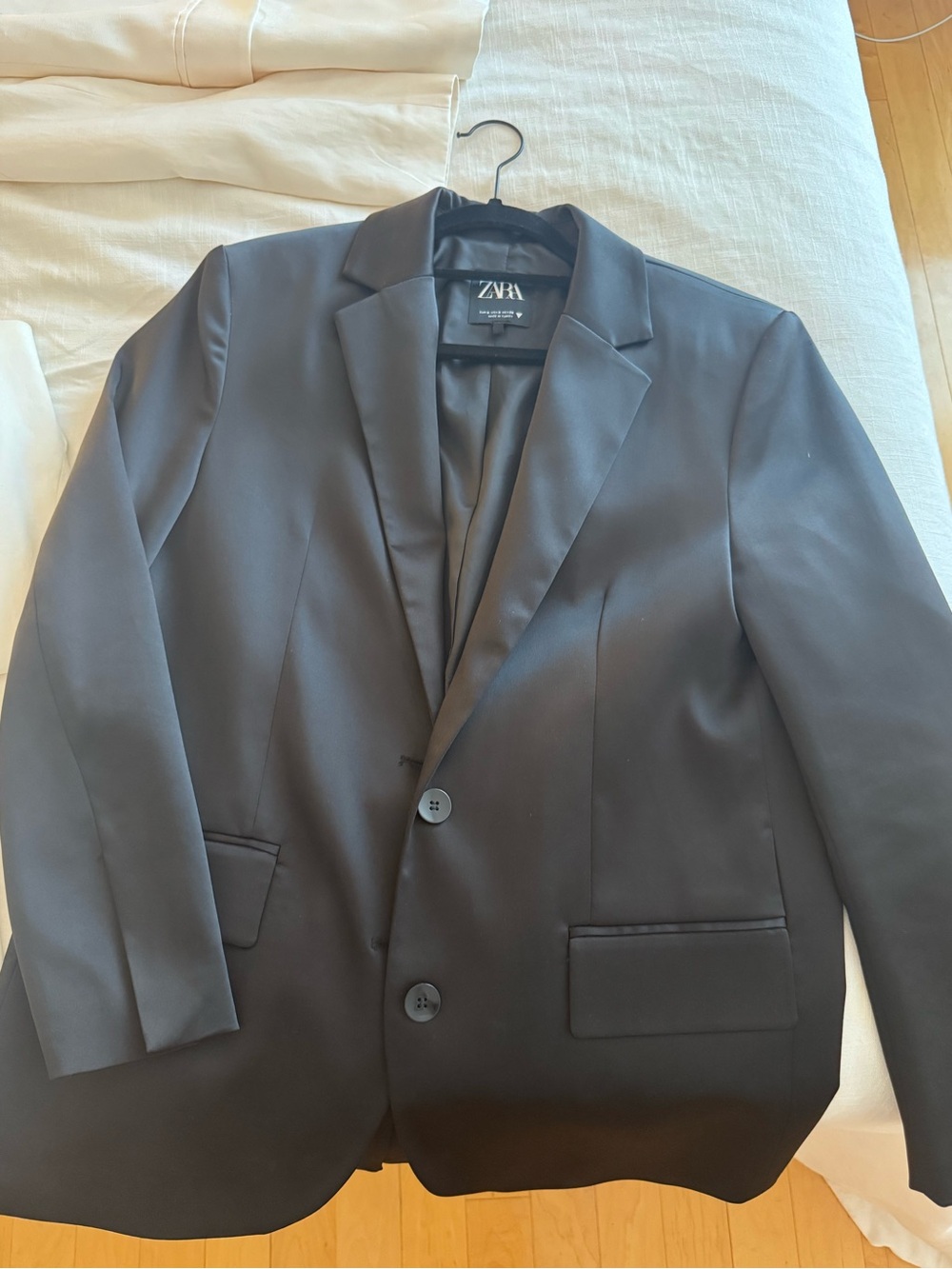 Zara Black Satin Oversized Blazer